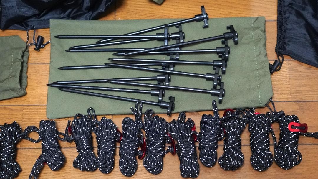 n*o様 TOMOUNT パップテント（グリーン）＋前幕＋二又ポールセット＋おま