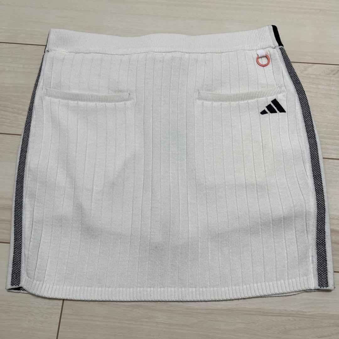 新品　アディダス　ゴルフ　防風　ニット　ジャケット／スカート　上下　L 白白