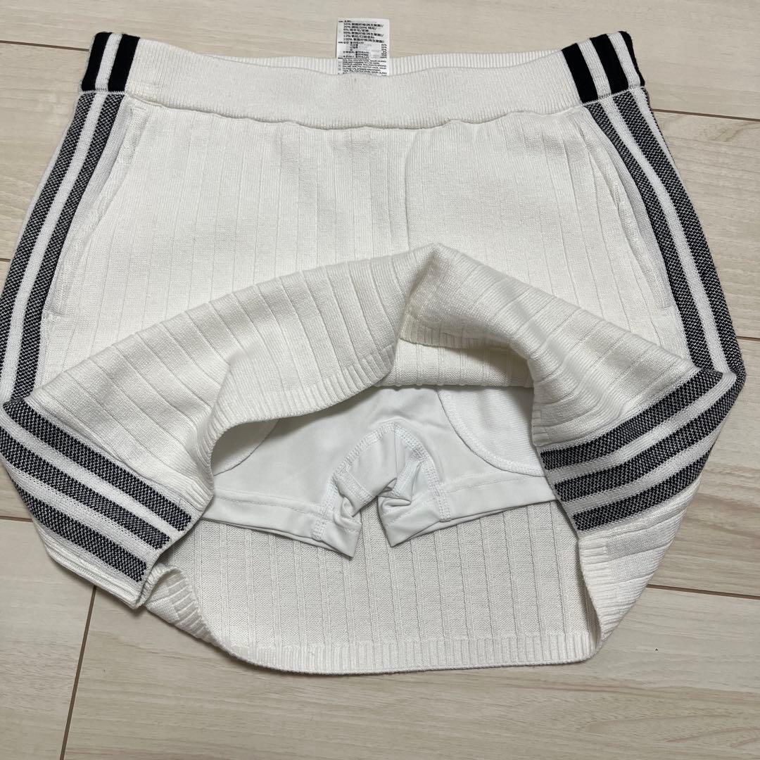 新品　アディダス　ゴルフ　防風　ニット　ジャケット／スカート　上下　L 白白