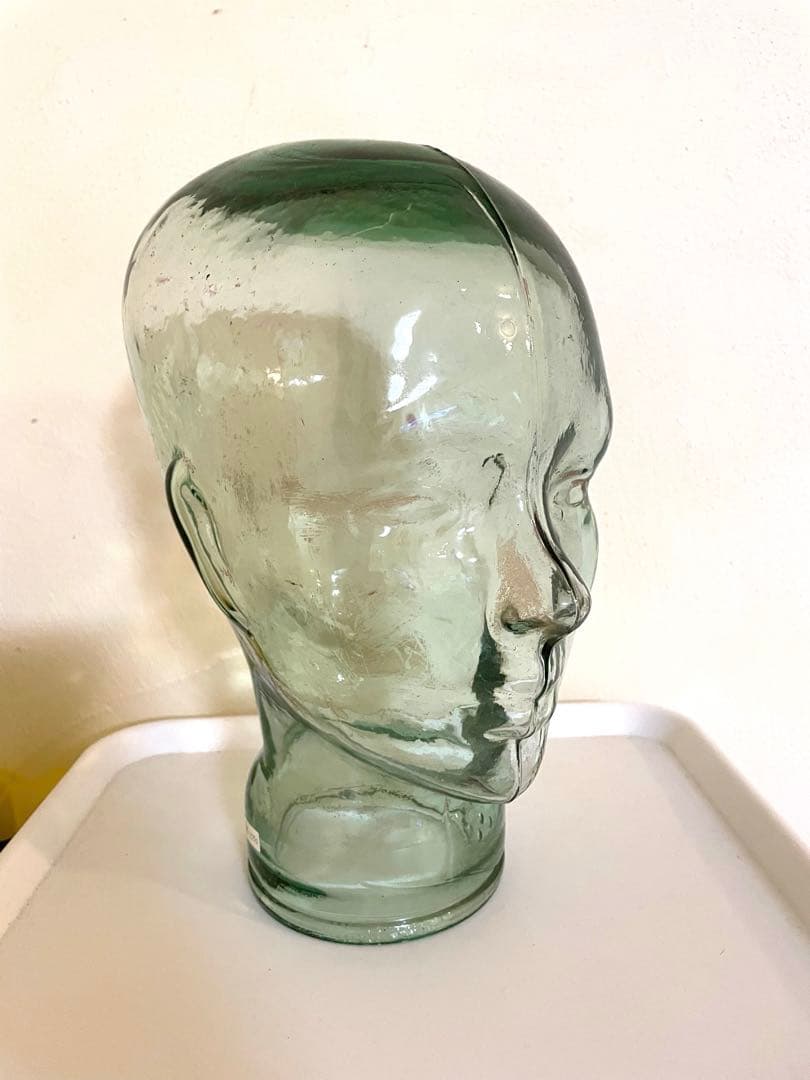 希少　ガラス製マネキンヘッド 気泡　レトロアンティーク　什器　インダストリアル