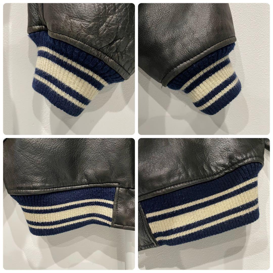 AVIREX バーシティジャケット オールレザー製　90s ダークブラウン　M