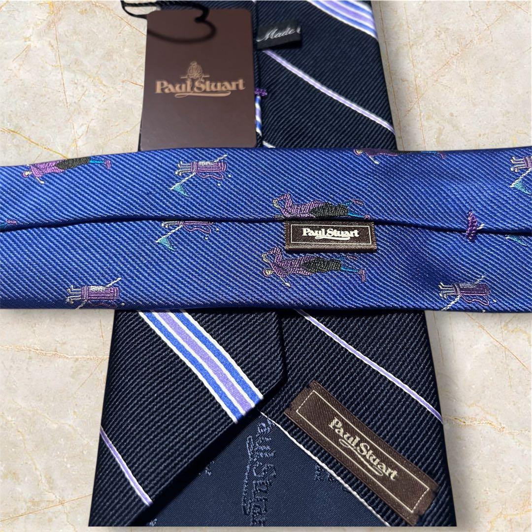 ⭐️新品タグ付⭐️Paul Stuart ネクタイゴルフ柄ストライプ上質シルク