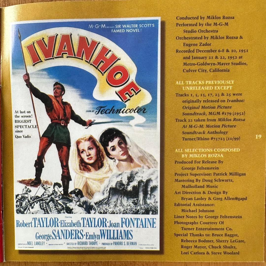 CD 映画「黒騎士」1952 サントラ　ミクロス・ロージャ