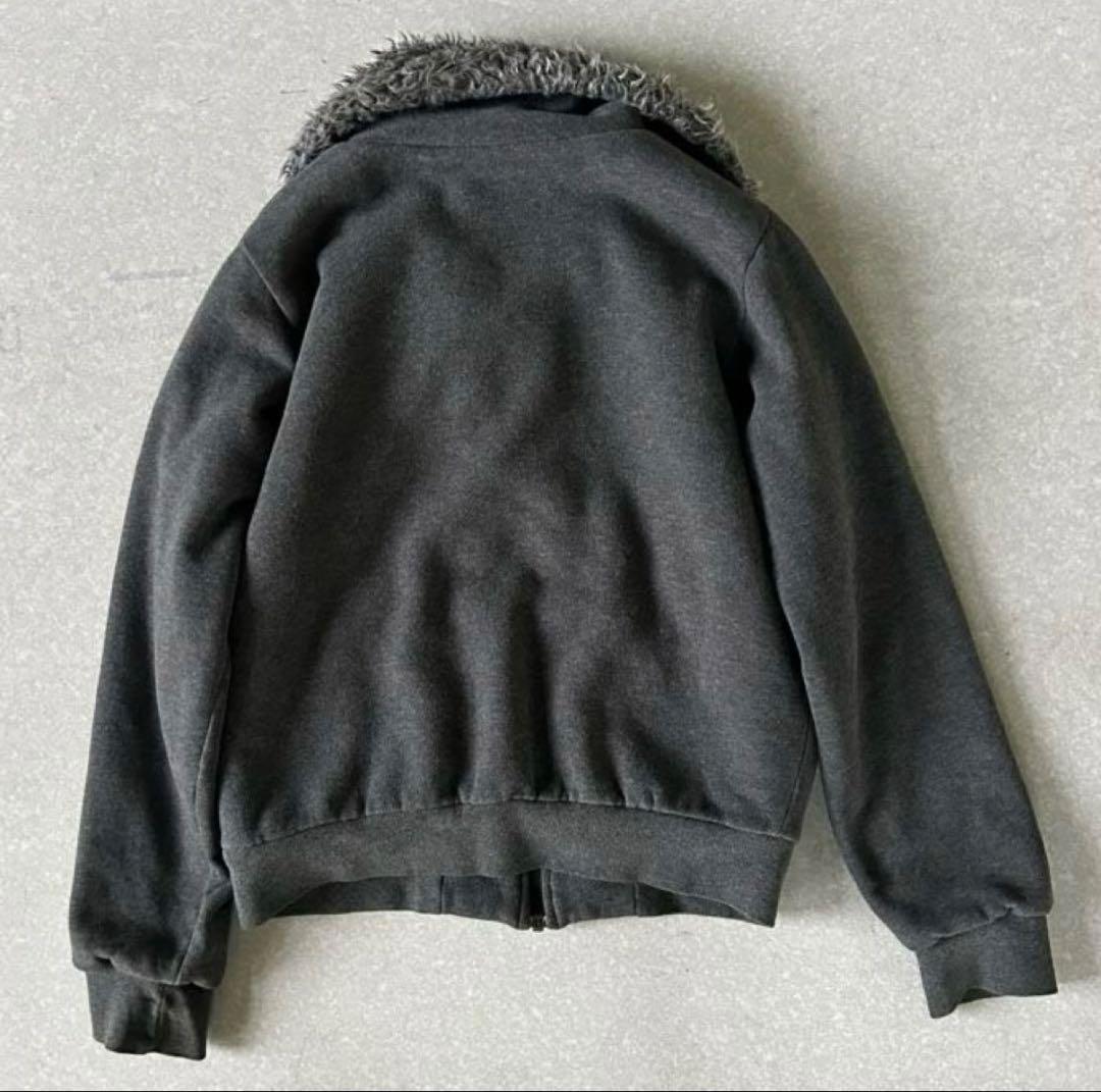 ファー付きダークグレー ジャケット