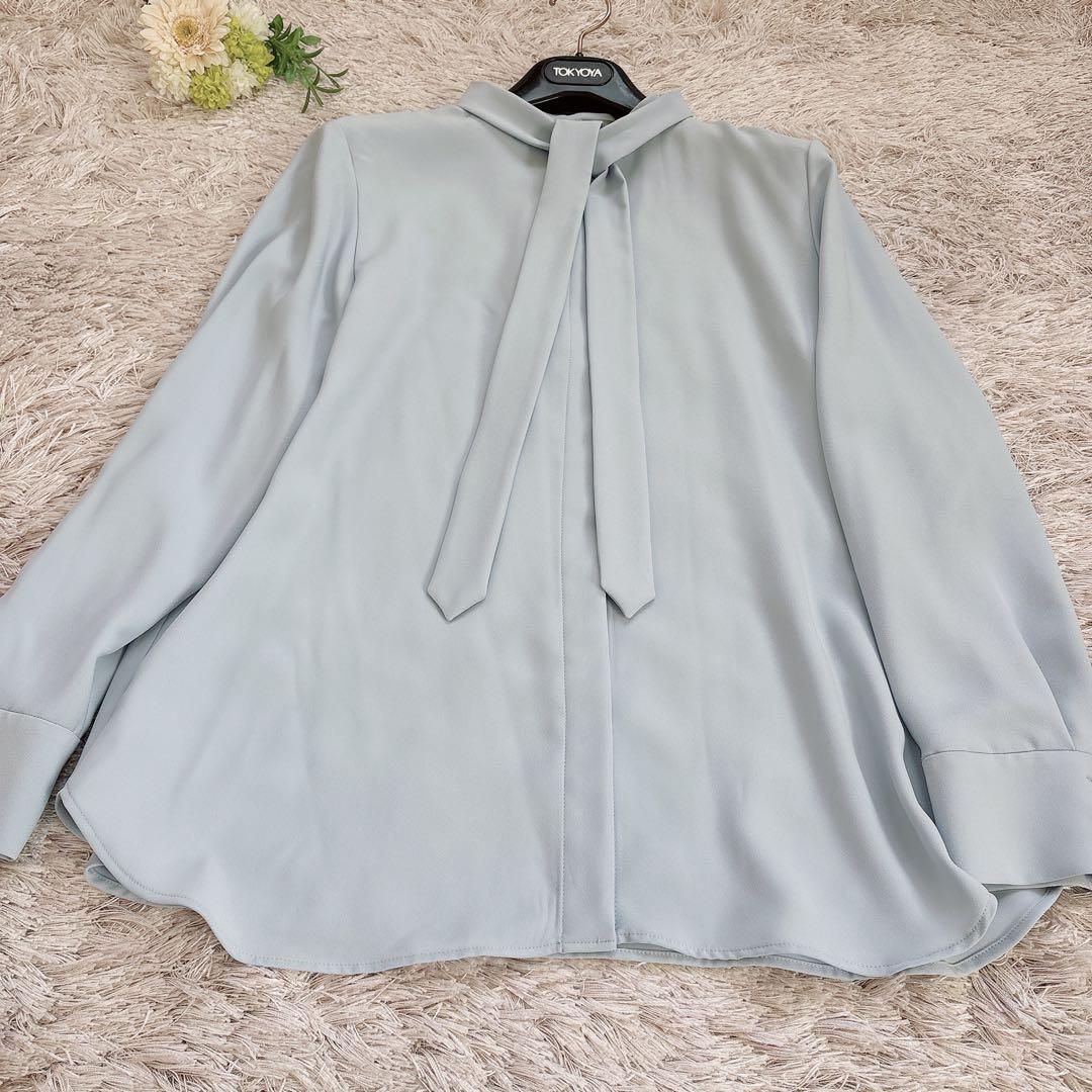 theory luxe 23SS 2Way ボウタイブラウス Jensブルー40