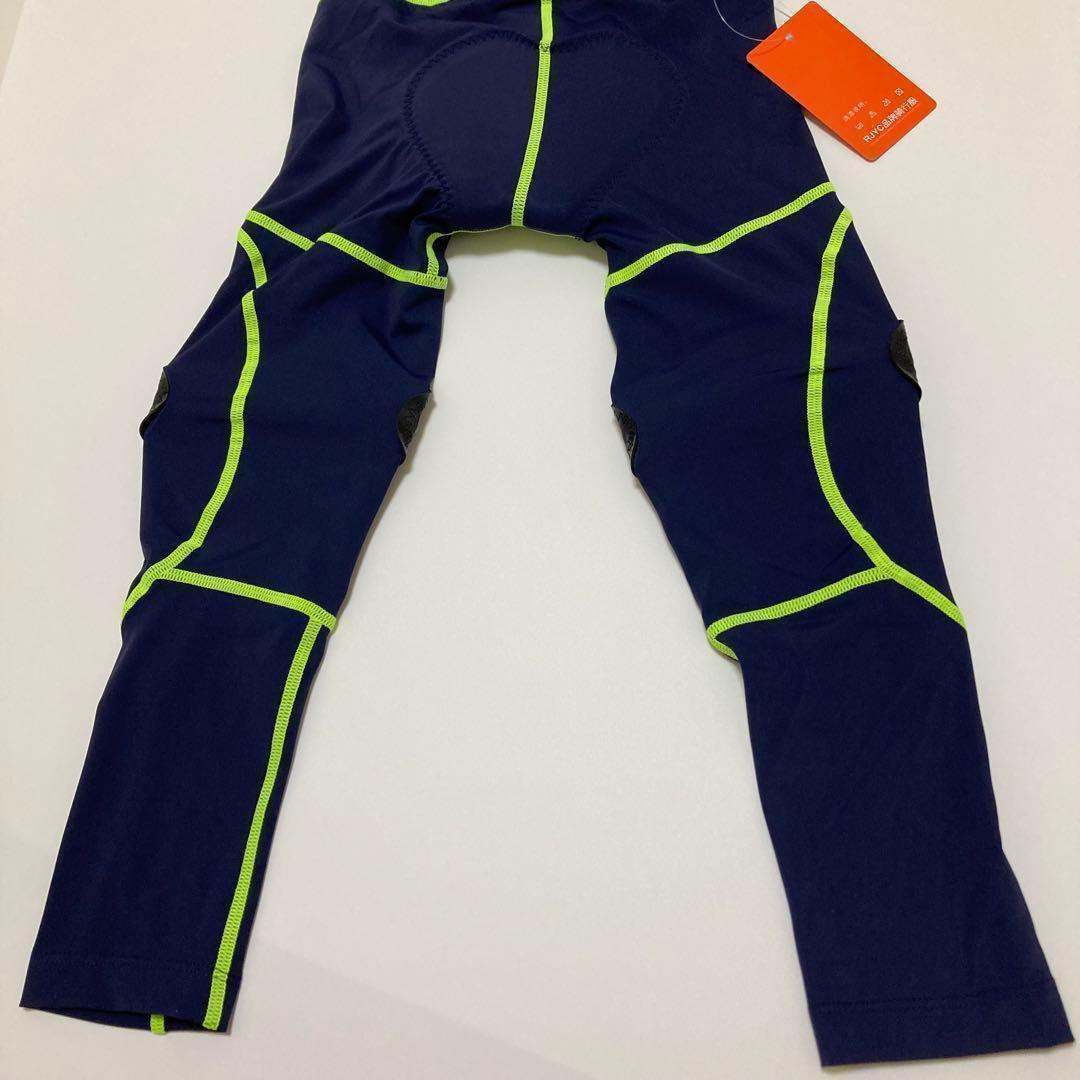 【新品】サイクルパンツ XL ネイビー×グリーン ランバイク ストライダー