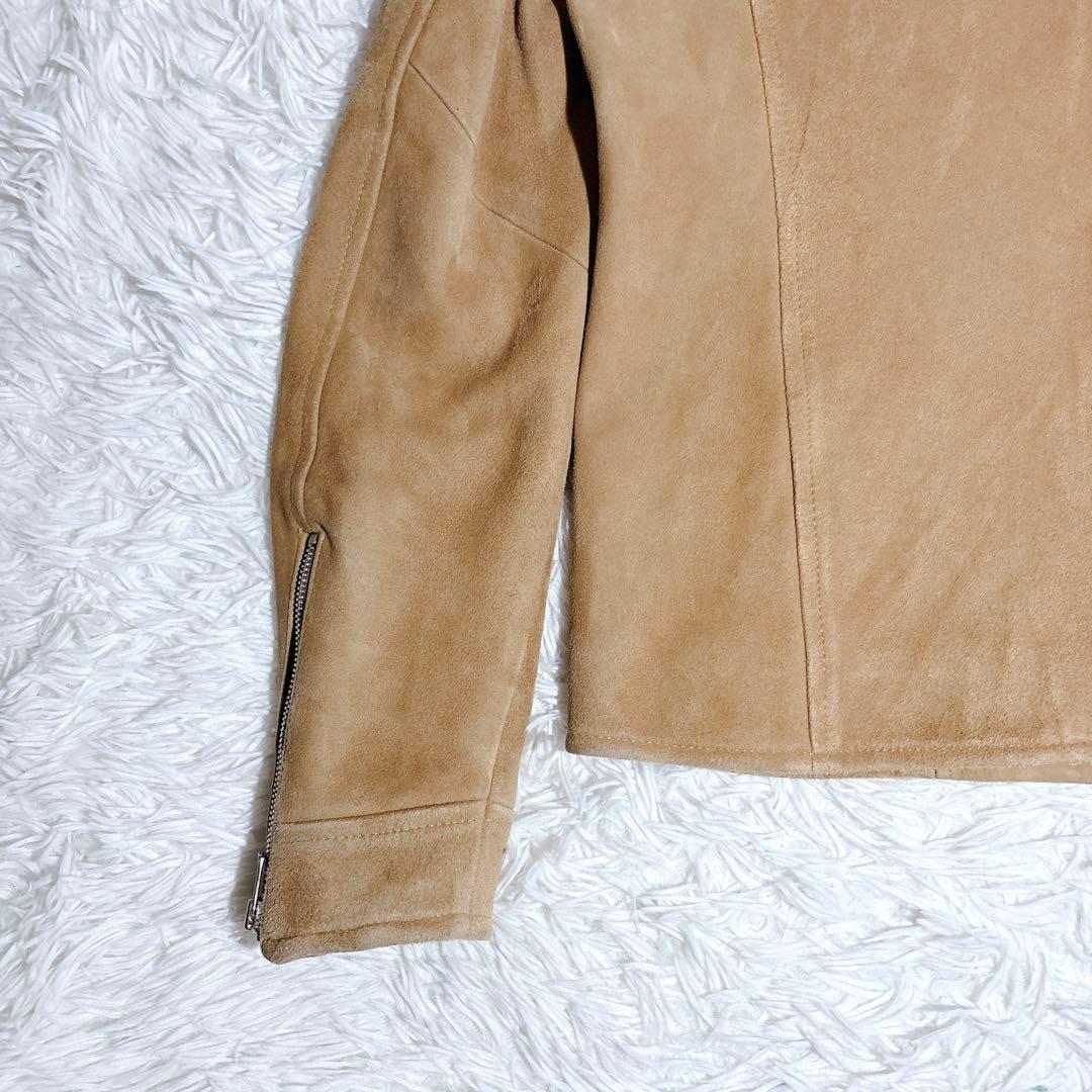 ABAHOUSE ゴート スエード ノーカラー レザージャケット 2 キャメル