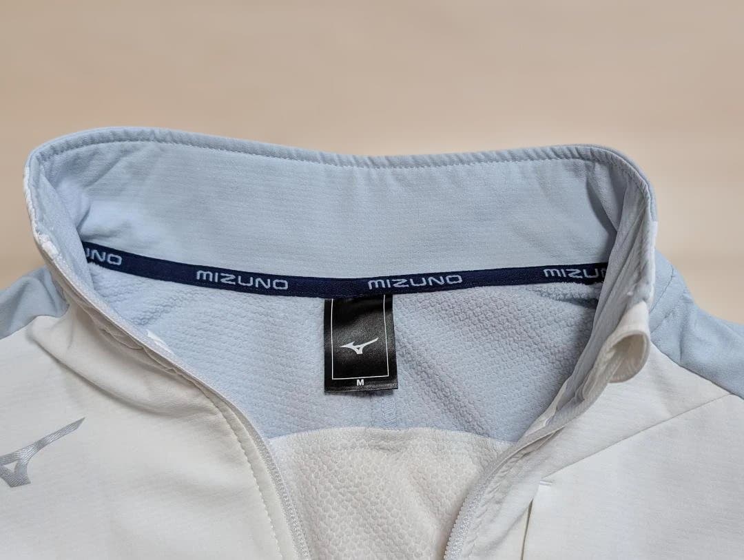 【美品】ミズノ テックシールドジャケット 防風 ストレッチ ホワイト Mサイズ