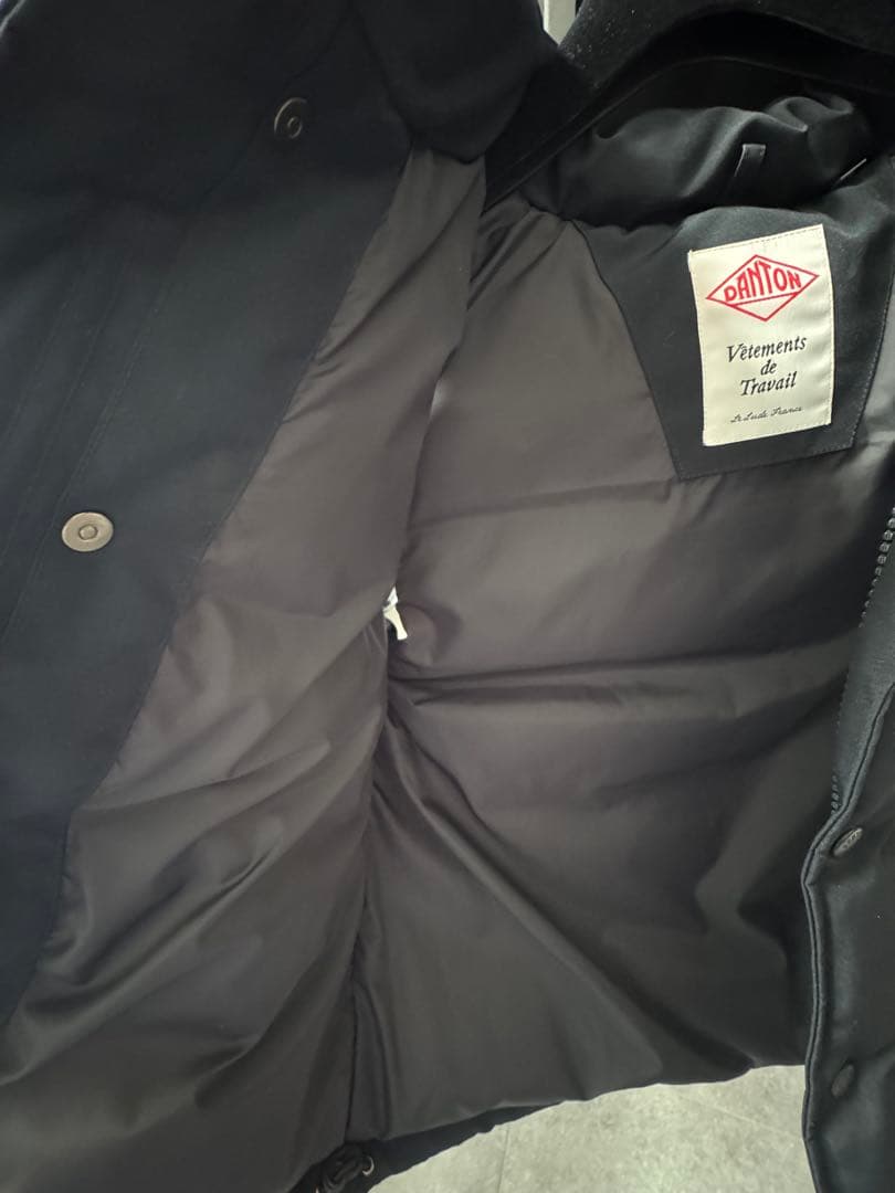 【DANTON】ダントン　ダウンベスト ネイビー　フード付きサイズ36 フェザー