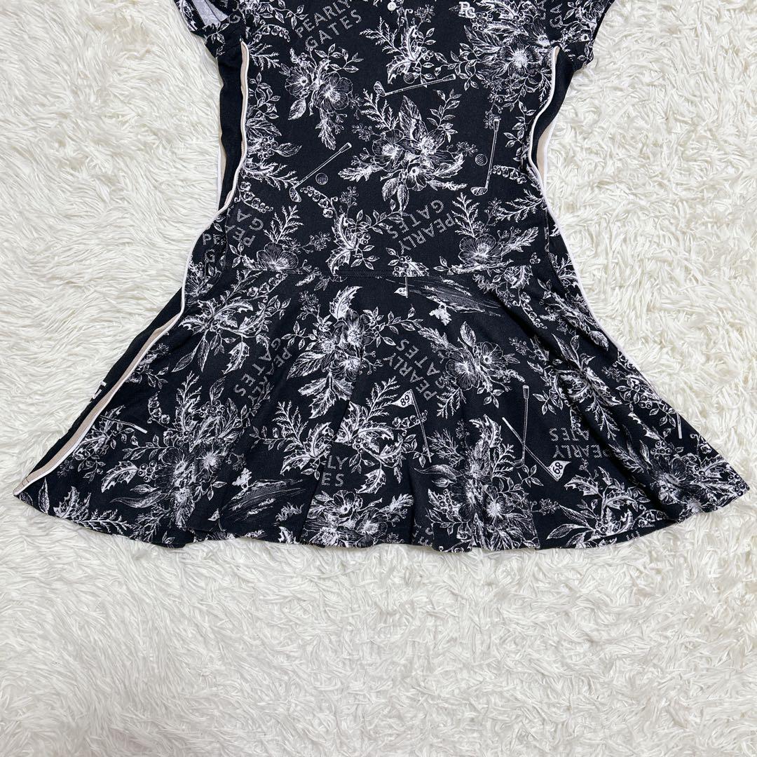 ⭐️良品　パーリーゲイツ　花柄　ボタニカル柄　ゴルフワンピース　近年モデル　黒　M