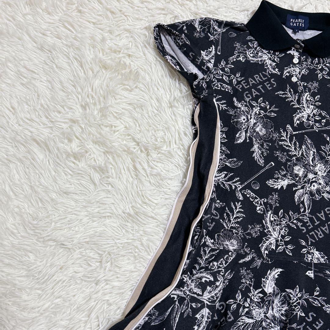 ⭐️良品　パーリーゲイツ　花柄　ボタニカル柄　ゴルフワンピース　近年モデル　黒　M