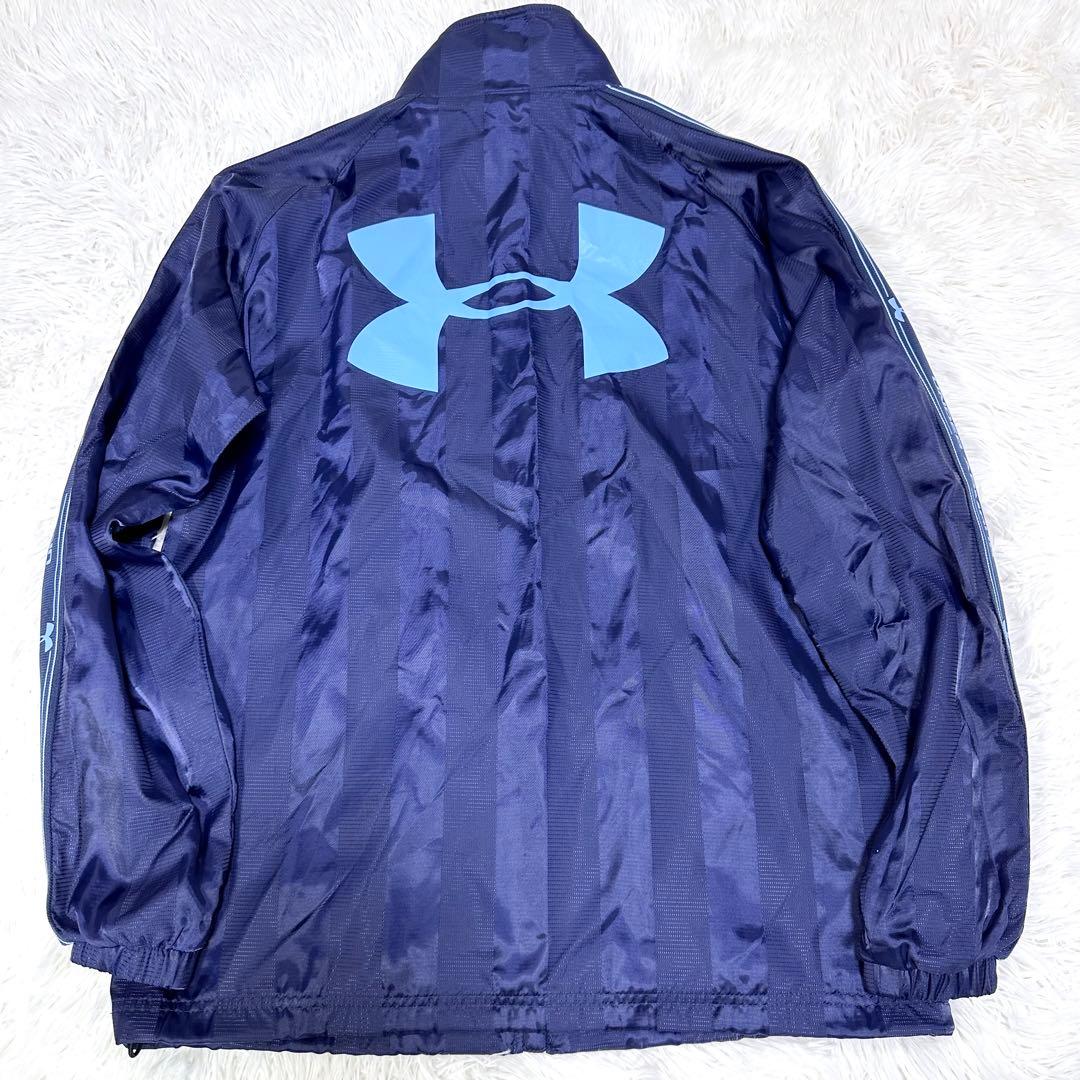 【美品】アンダーアーマー ジャージセットアップ ネイビー M デカロゴ トラック