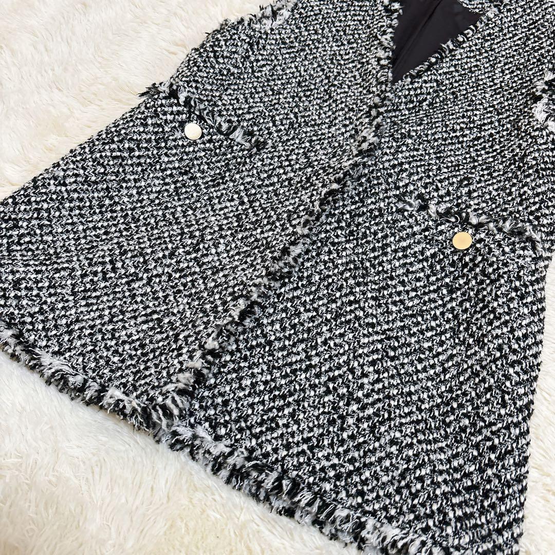 美品☆近年モデル プラステ ツイードミドルジレ 金ボタン