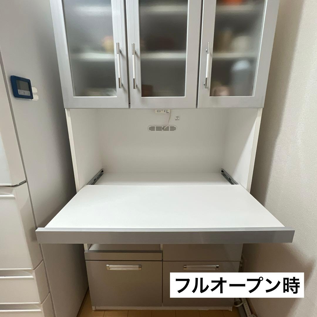 【3/30まで】食器棚　カップボード　90cm幅　コンセント付き　キッチン収納