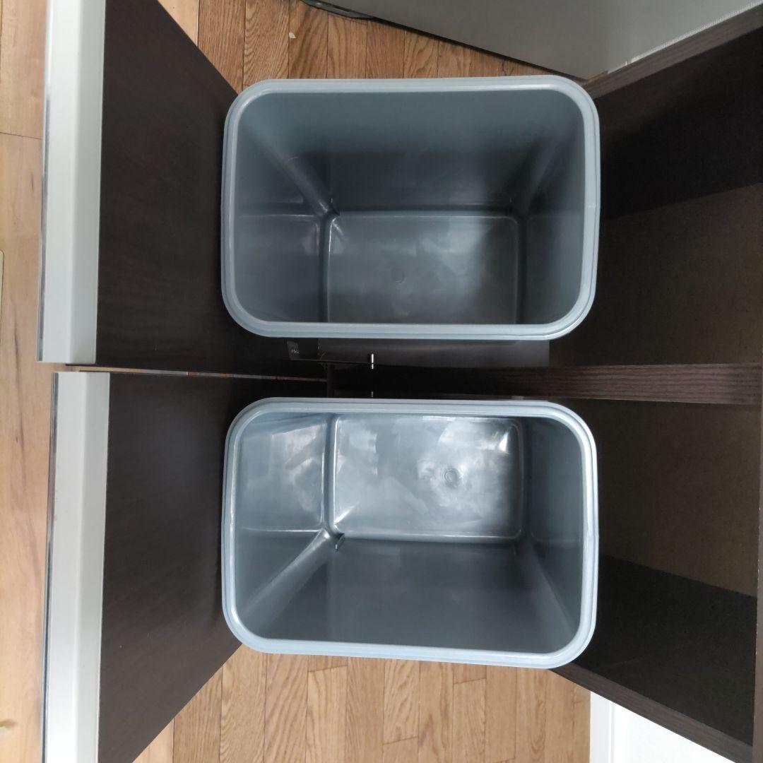 ゴミ箱収納キャビネット 引き出し付き　(色はダークブラウン)