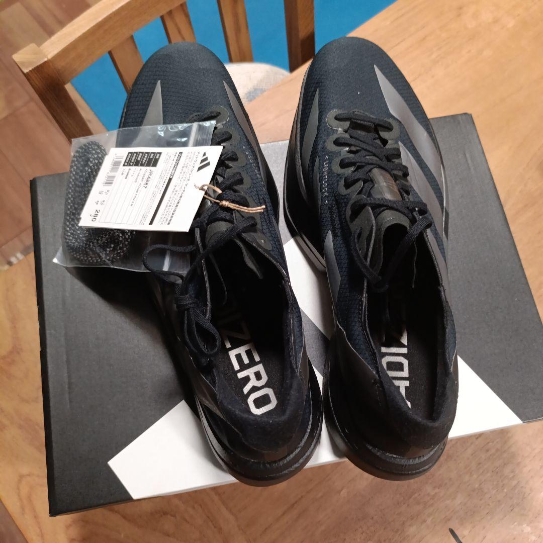 新品未使用アディダス アディゼロ紐付　アディオスプロ4M EVO SL 黒×グレ