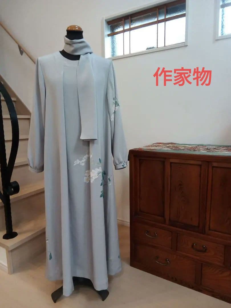 着物リメイク　ロングドレス　作家物　絹