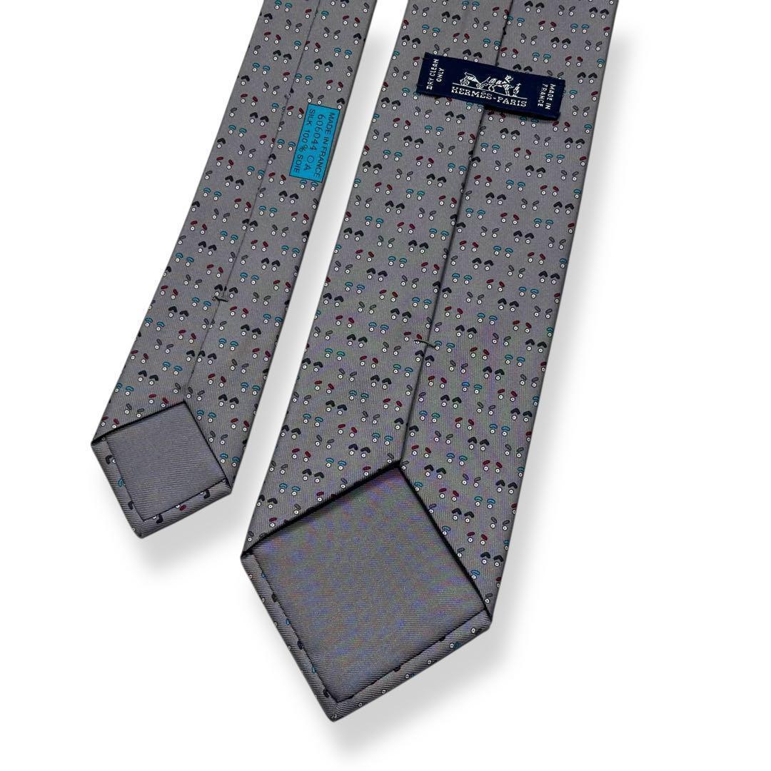 極美品✨HERMES ネクタイ　エルメス　顔　フェイス　可愛い　ポップ　グレー