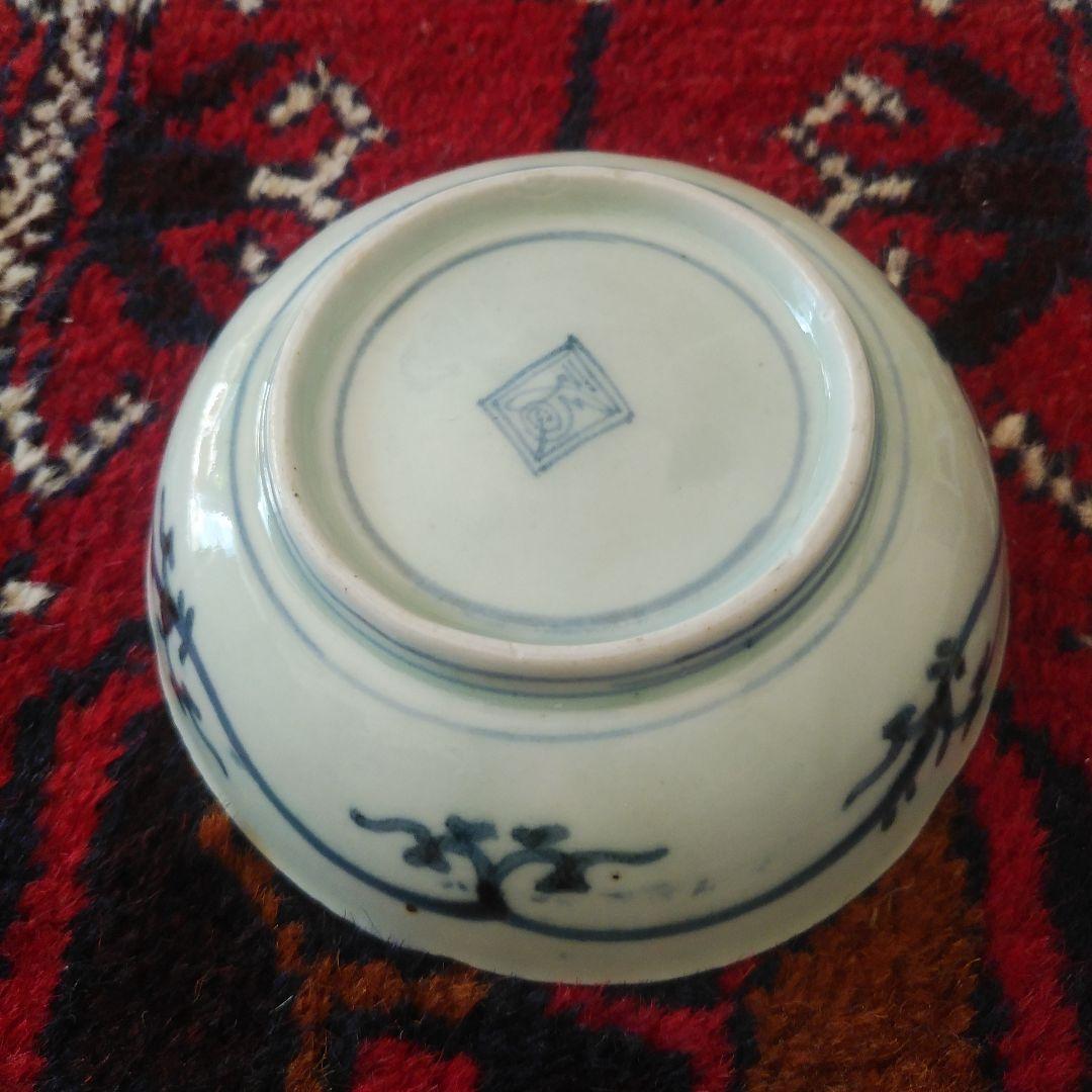 ご予約済み 珍品 古伊万里 染付 花唐草文輪花皿 なます皿 渦福