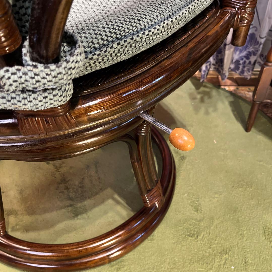 美品　横浜Kazama 籐ラタン　軽量　ハイバック　アームチェア　高級