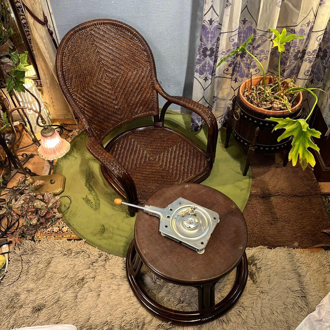 美品　横浜Kazama 籐ラタン　軽量　ハイバック　アームチェア　高級