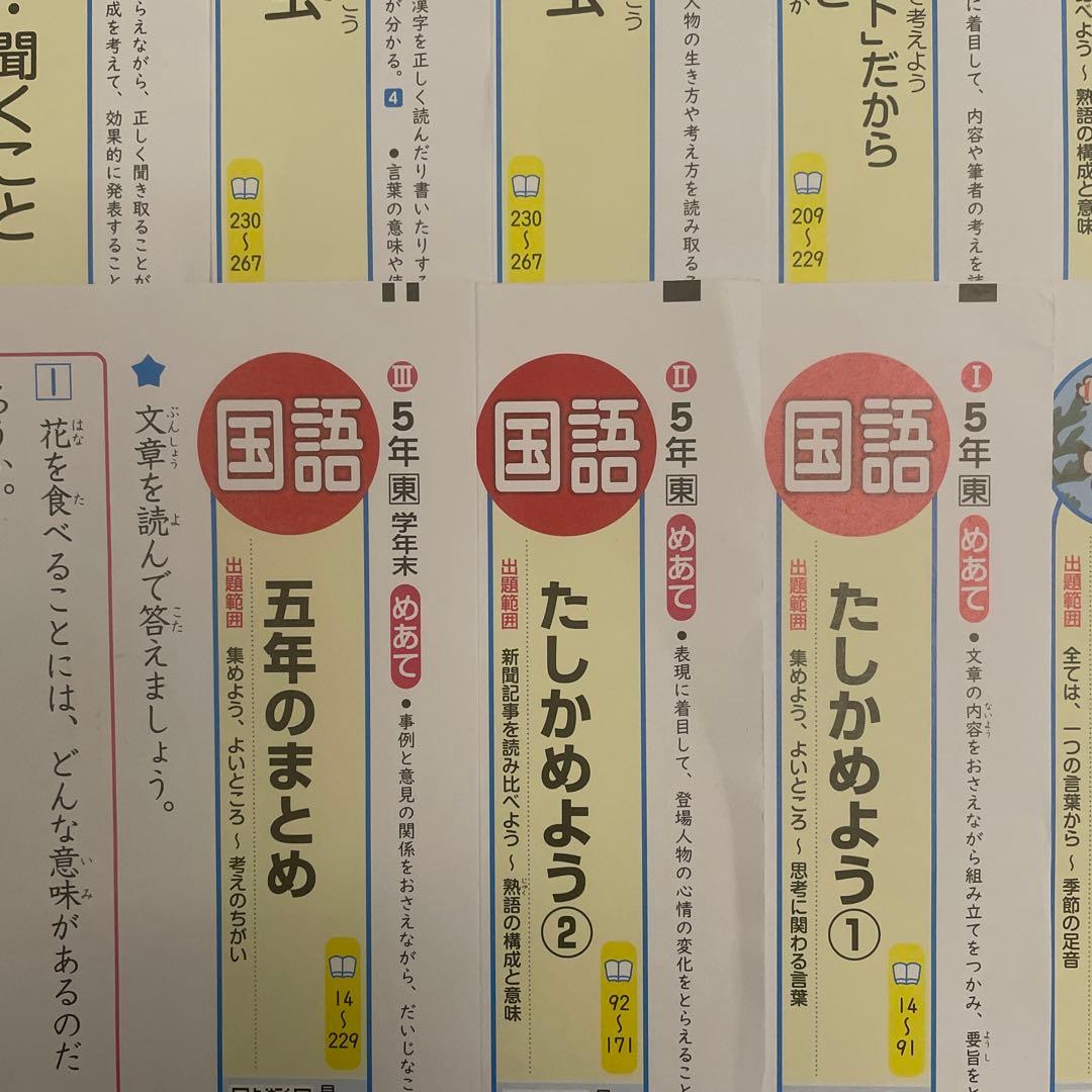 小学5年 国語　カラーテスト　令和7年度 　最新版　青葉出版　東京書籍　欠番なし