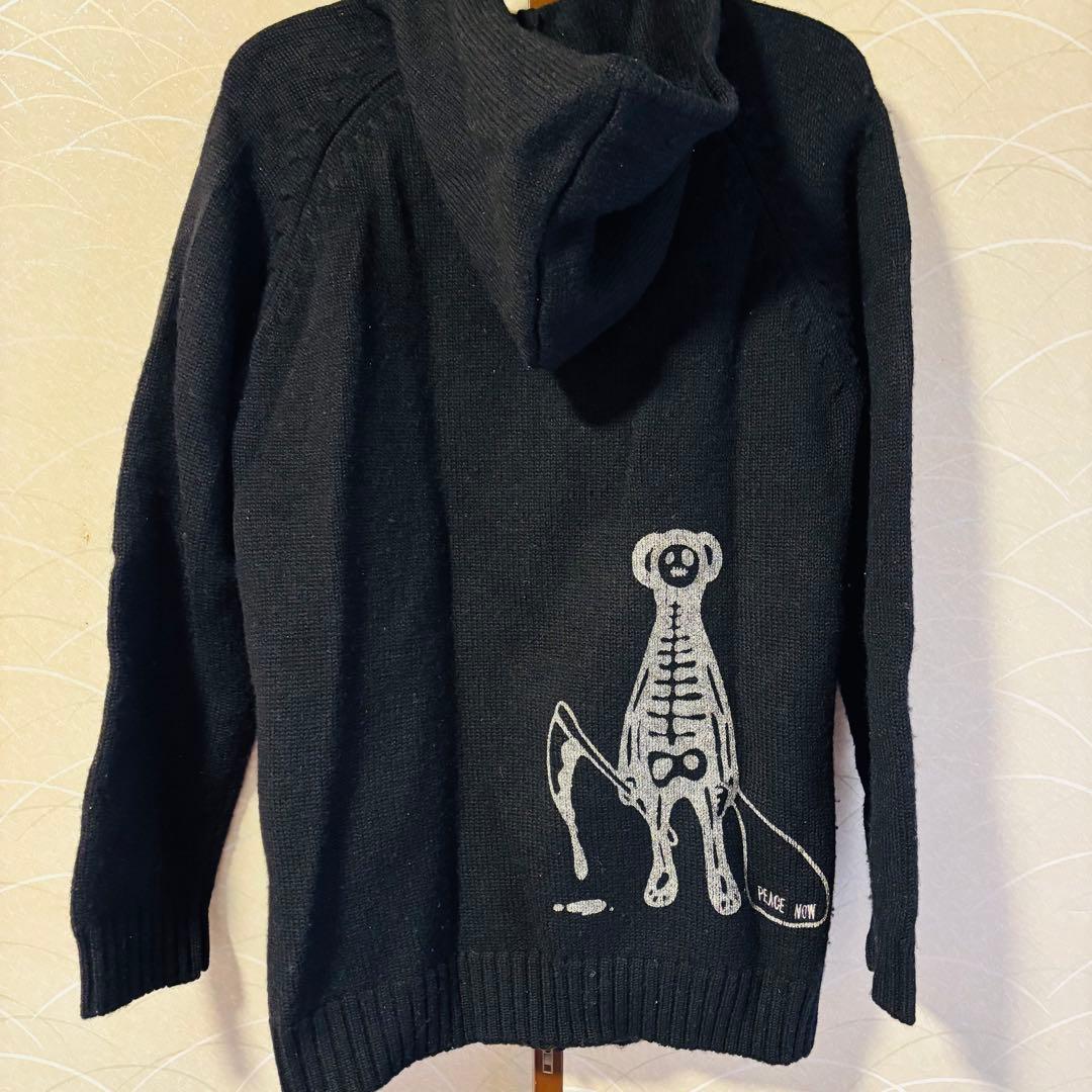 【PEACE NOW】フード付き ニット 黒