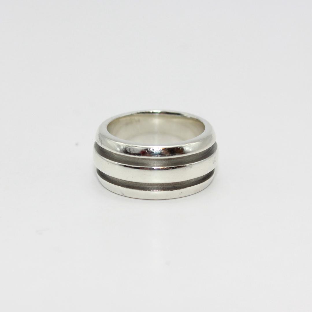 美品 Tiffany&Co.ティファニー グルーブド ダブルライン リング 9号