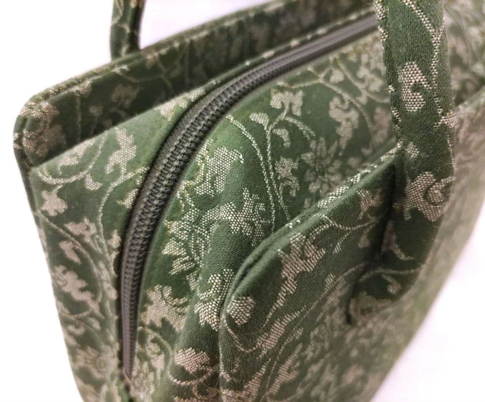 利休バッグ　源右衛門　花蛸唐草文様　宝相華　花更紗　ジャガード織