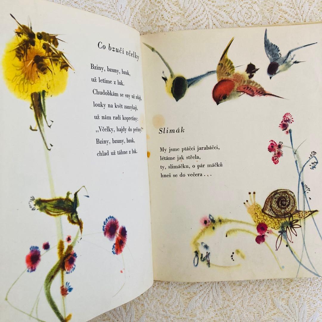 洋書　古書　希少　チェコ語のヴィンテージ絵本　ミルコ・ハナークの美しいイラスト♡