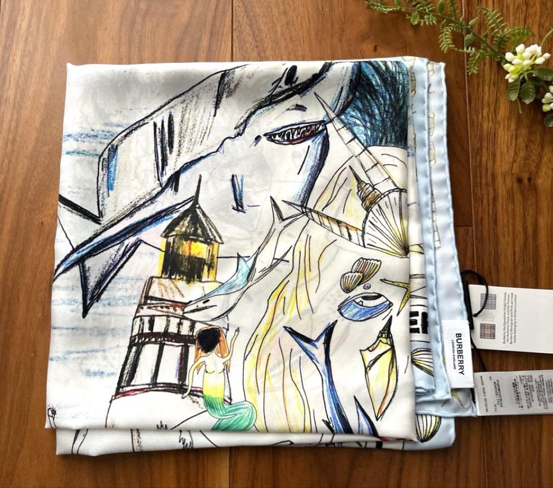 BURBERRY 大判シルクスカーフ　タグ付き未使用品　バーバリー
