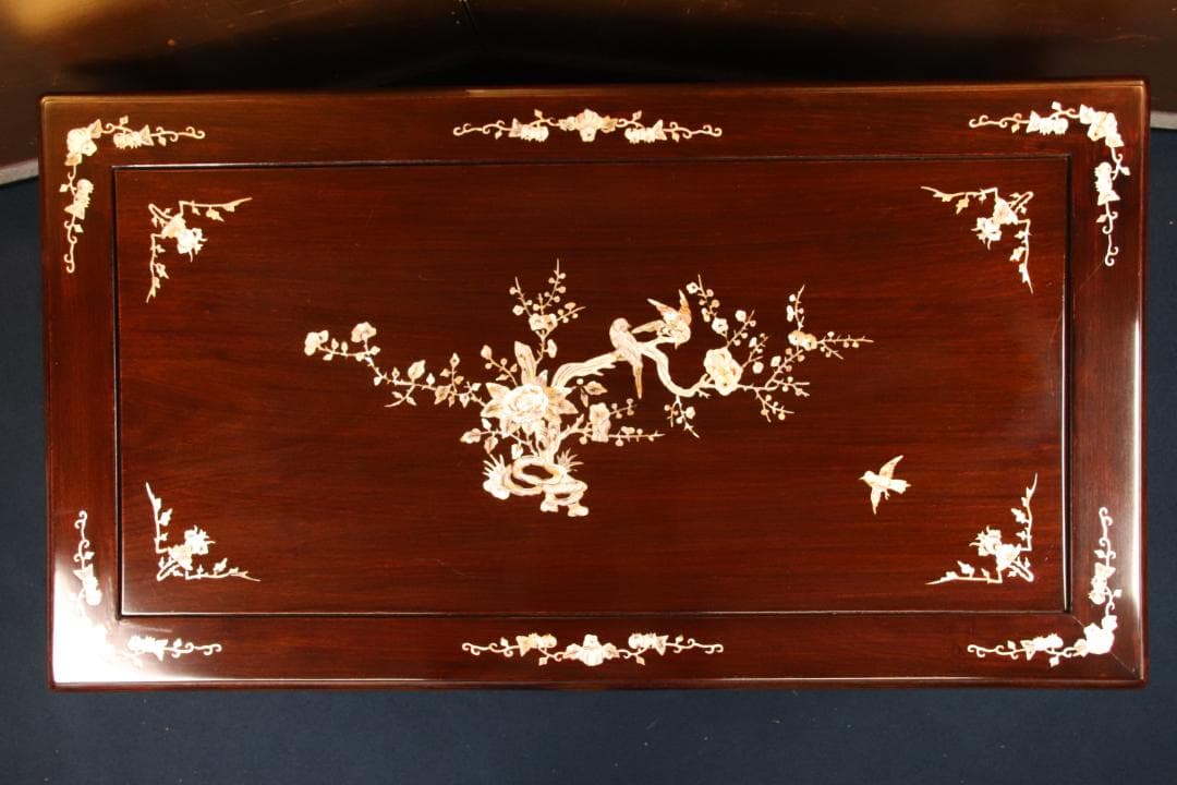 紫檀製　螺鈿細工　テーブル　文机　文台　花台　香炉台　幅88㎝　BE640