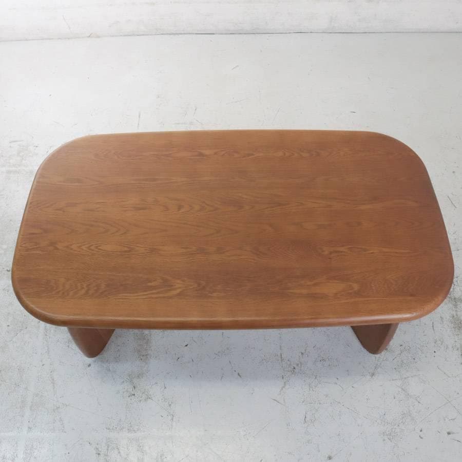 値下美品 浜本工芸 T-1500 センターテーブル ナラ材 曲線が生出すデザイン