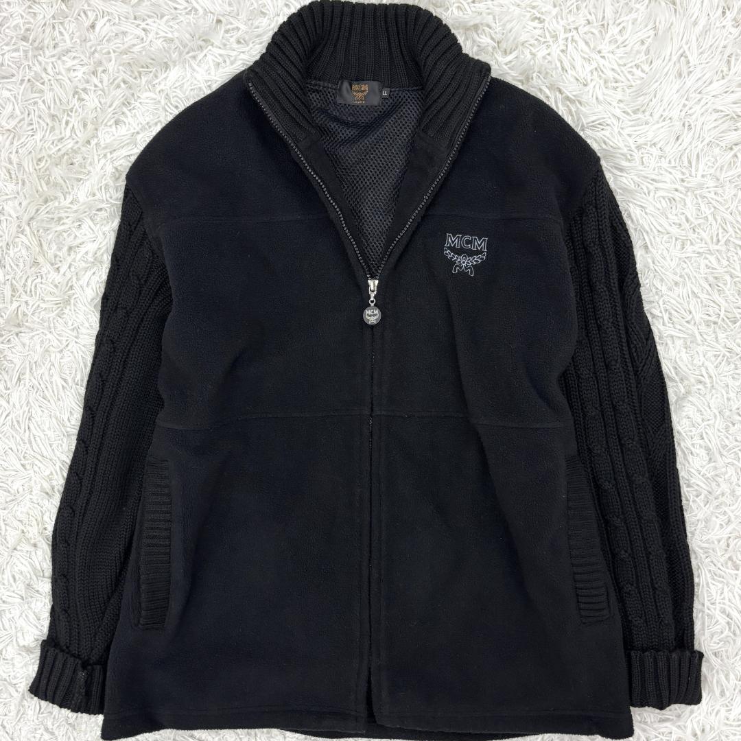 【正規品】MCM　リブケーブルニット×フリース　ブラック　XLサイズ　希少