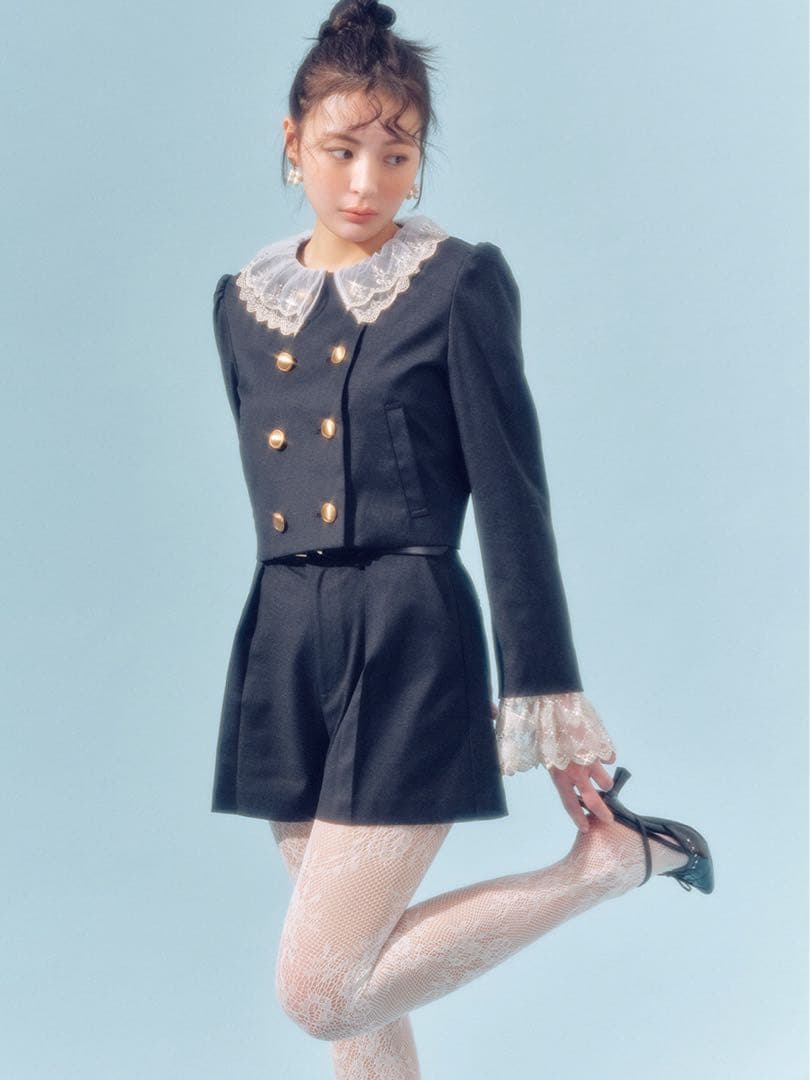 がぎご 新品 LILY BROWN スカラップビジューアタッチドジャケット