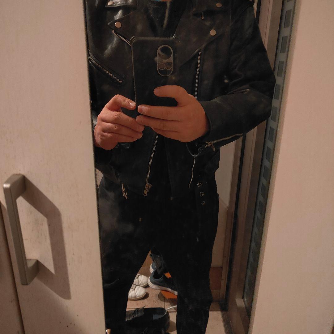 Lサイズ 本革 ダブルライダース 牛革 ブラック バイカー レザージャケット