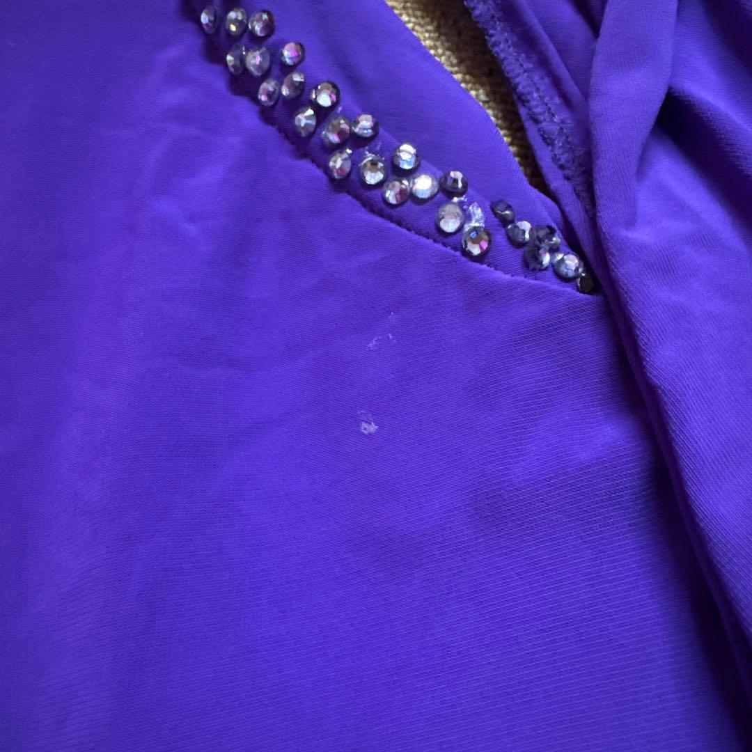 6460★S M紫 金 スワロミックス ラテンドレス 社交ダンス