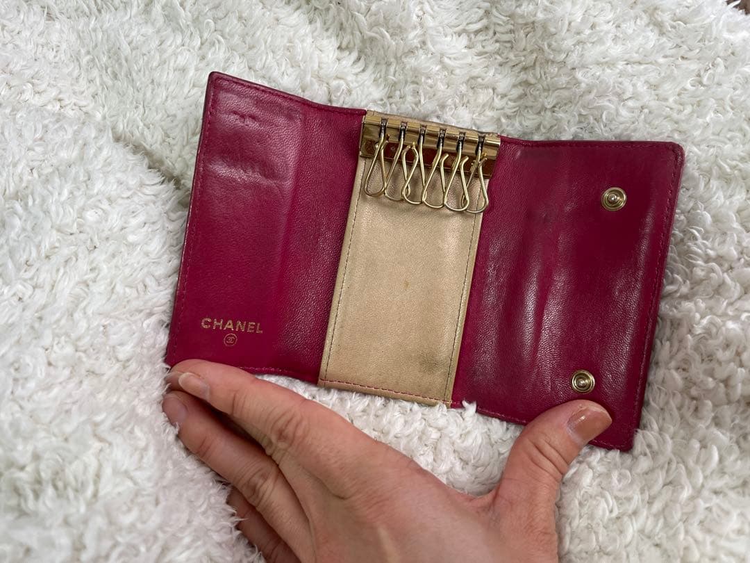 値下げ　CHANEL シャネル　カメリア　キーケース　６連フック