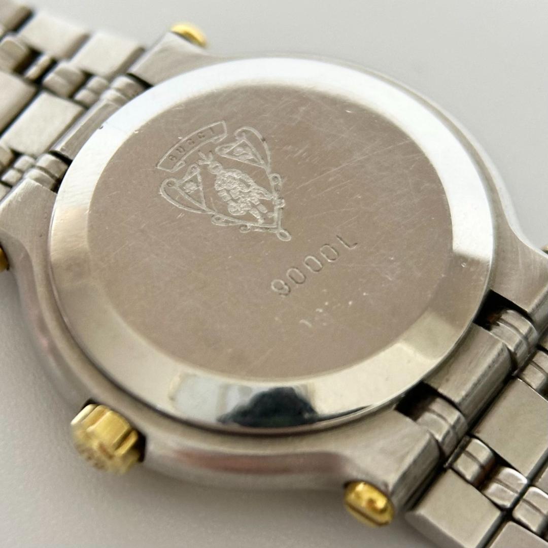 GUCCI グッチ 9000L デイト ゴールド シルバー 黒文字盤 レディース