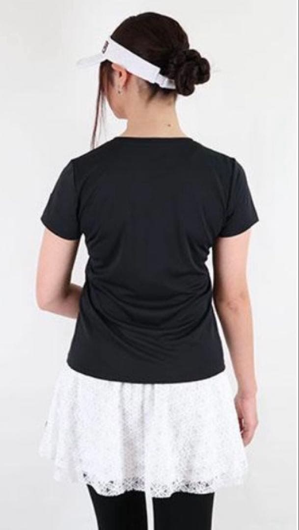 No.429 FILA 白レースアップリケのエレガントゲームシャツ★BLACK★