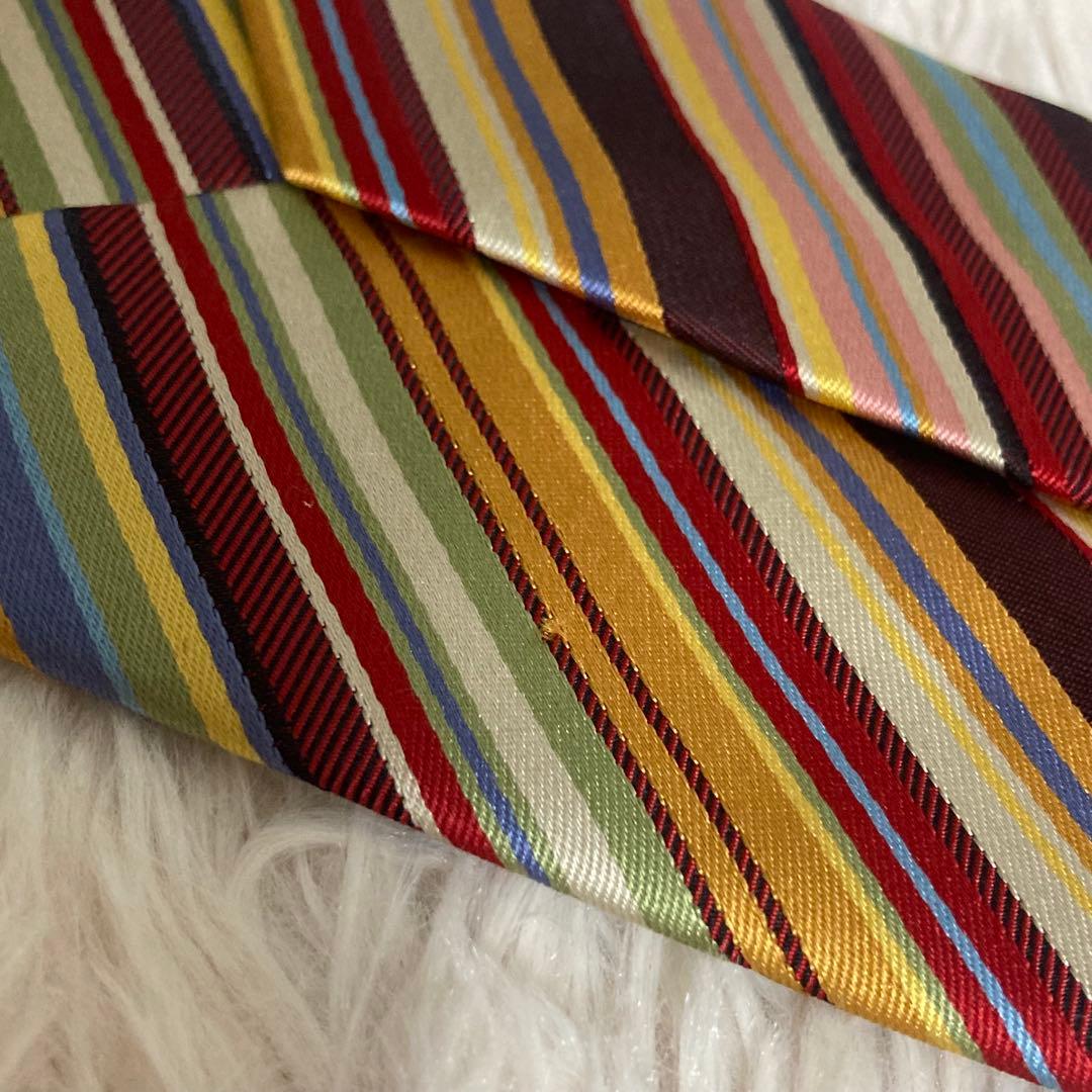 極美品 Paul Smith ポールスミス ネクタイ マルチカラーストライプ