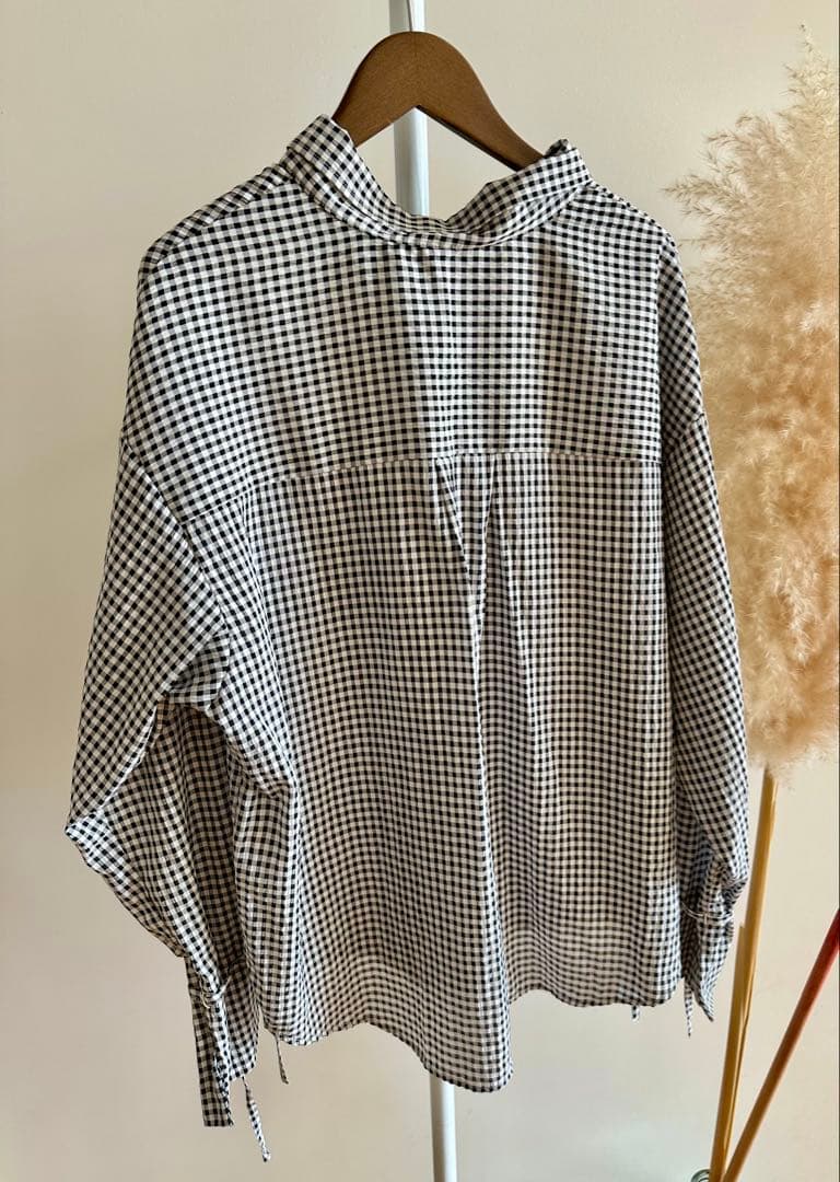 ストラ新品⭐️26年新作洗える❗️袖口リボンシャツセルロースブラウスカーディガン