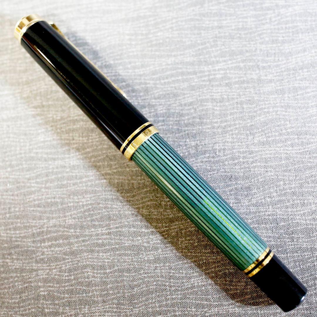 【美品 送料込み】ペリカン 万年筆 Ｍ８００ スーベレーン 緑縞 箱あり