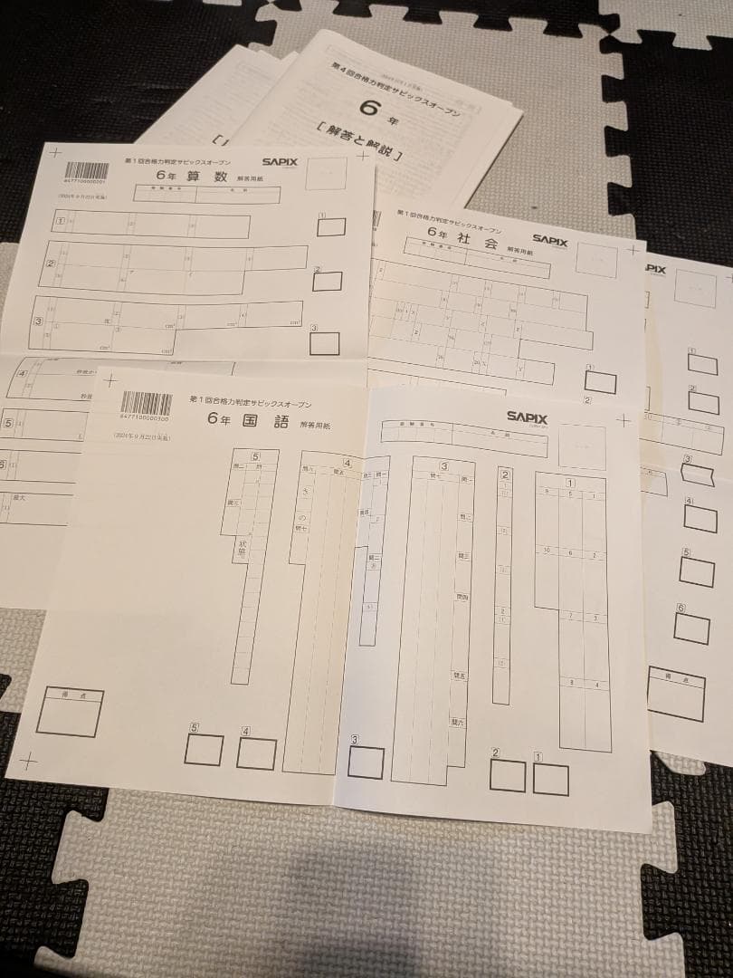 2024年 SAPIX 6年 フルセット＋１回分の解答用紙あり