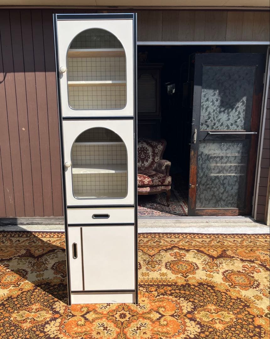 希少 アーチ型 食器棚 昭和レトロ 当時物 インテリア 飾り棚 レトロポップ 白