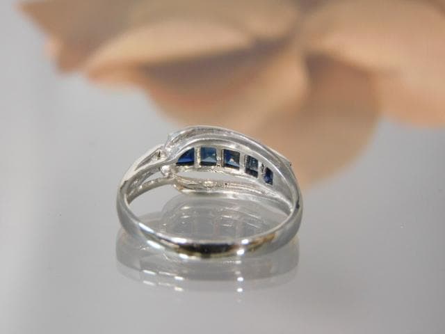 Pt900 サファイア1.02 メレ0.04 リング 14号　訳有