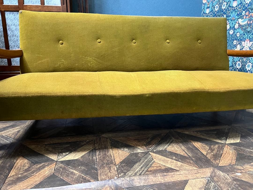 ビンテージ ソファ インテリア アンティーク 昭和レトロ 当時物 ３人掛け