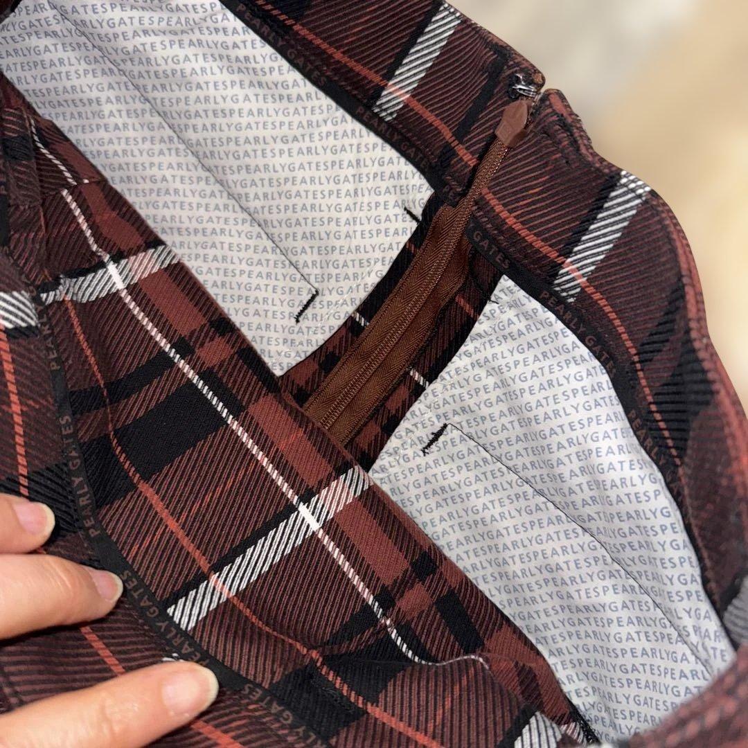 未使用品PEARLY GATES コットンストレッチカルゼチェック スカート