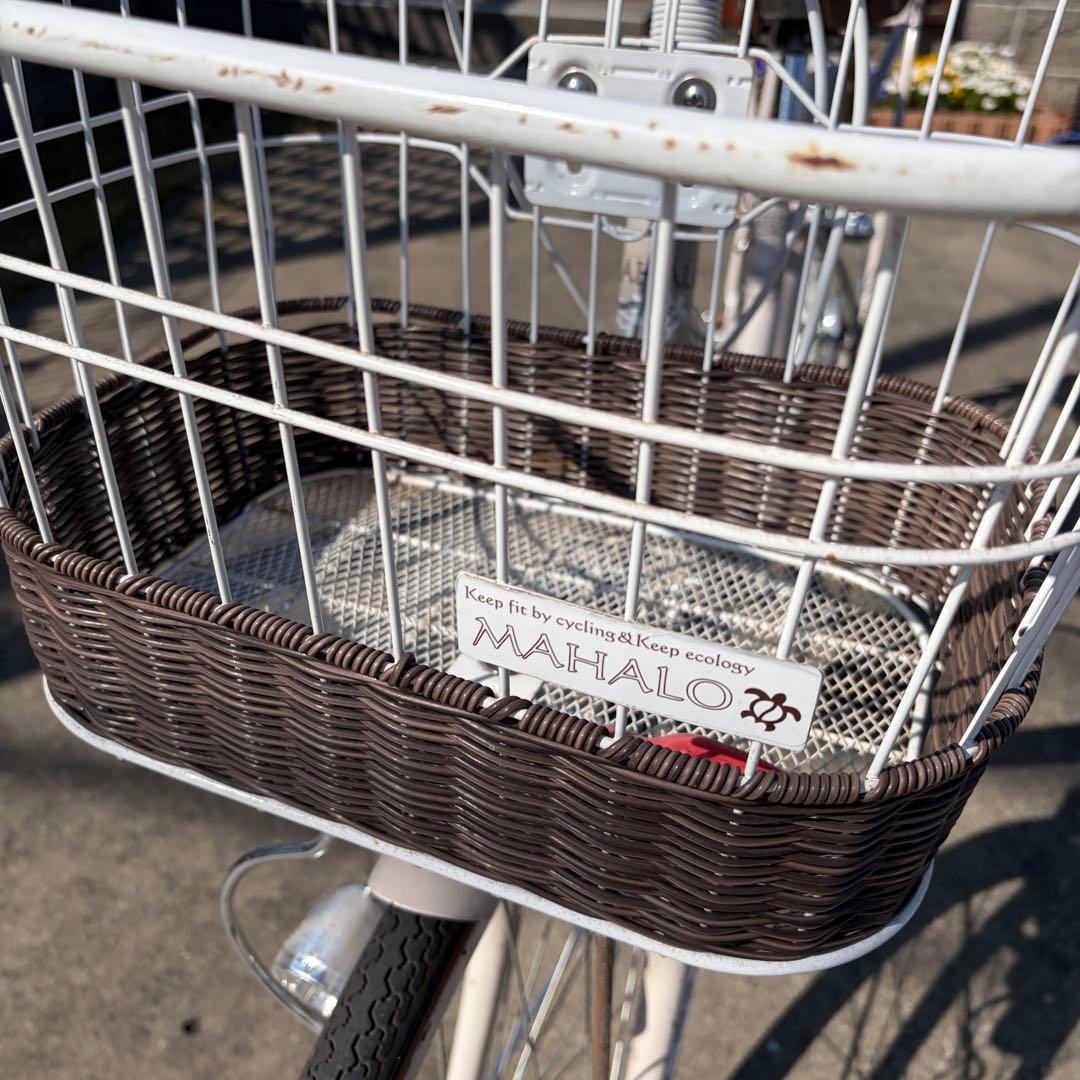 【横浜市引取限定】26インチMAHALO 6段変速　ジュニア自転車 前カゴ付き