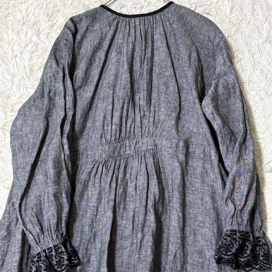 カズミ×サマンサモスモス☆リネン レース刺繍 2way ロングシャツワンピース